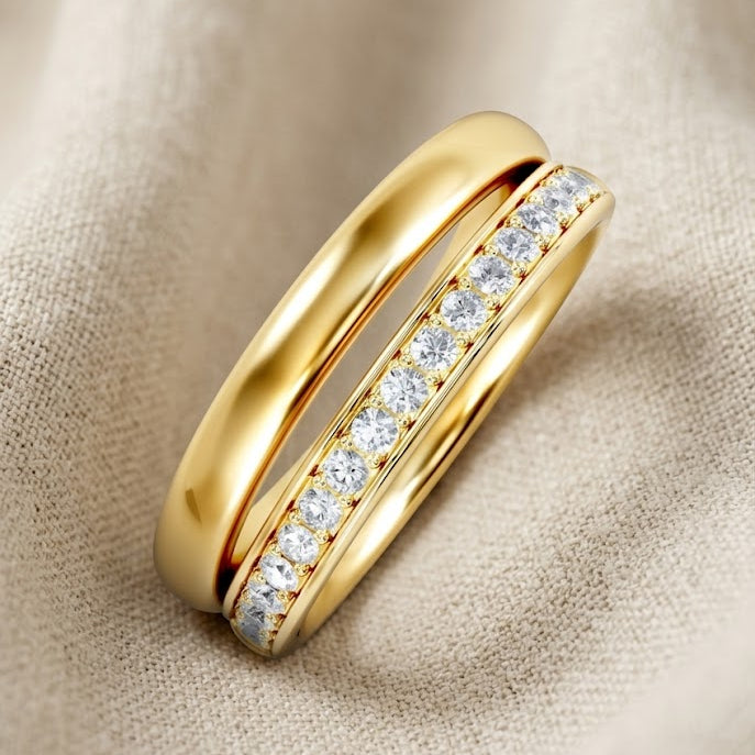 Duo Curve Stacking Lab Diamond Ring 0.26ct in 18K Gold Vermeil