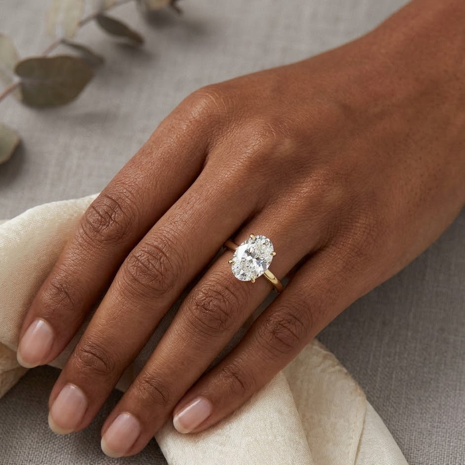 Amora Oval 3.00ct Hidden Halo Lab Diamond Engagement Ring G/VS1 in 18K Gold