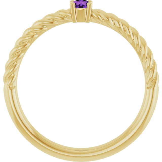 Round Amethyst Solitaire Ring in Gold