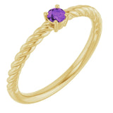 Round Amethyst Solitaire Ring in Gold