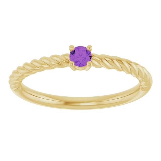 Round Amethyst Solitaire Ring in Gold
