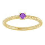 Round Amethyst Solitaire Ring in Gold