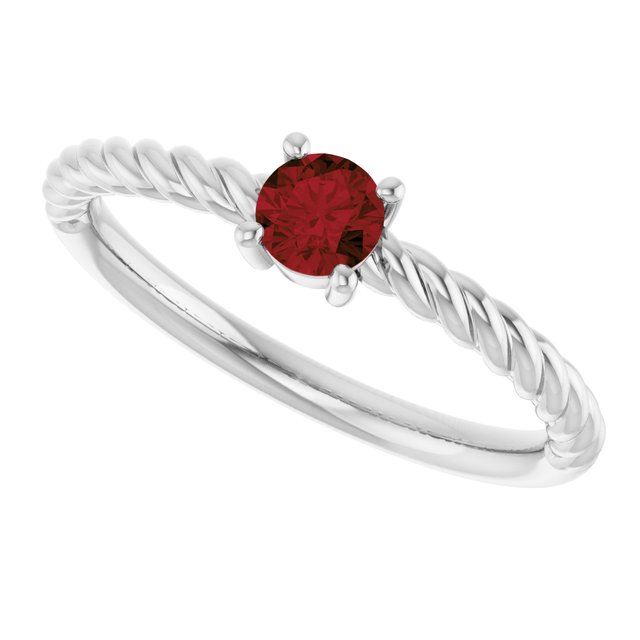 Round Mozambique Garnet Solitaire Ring in Gold and Platinum