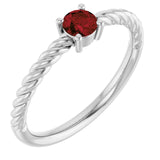 Round Mozambique Garnet Solitaire Ring in Gold and Platinum