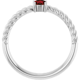 Round Mozambique Garnet Solitaire Ring in Gold and Platinum