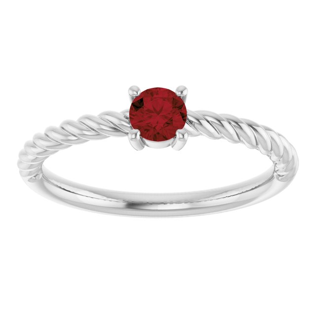 Round Mozambique Garnet Solitaire Ring in Gold and Platinum