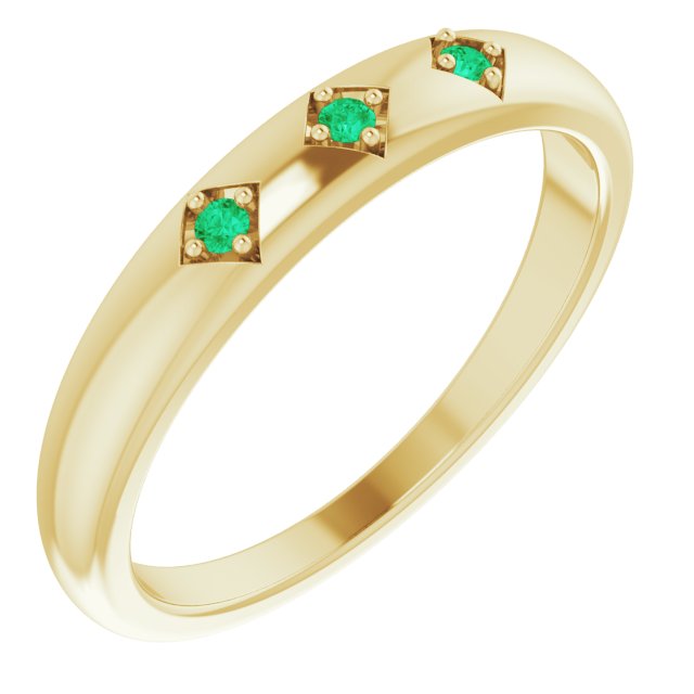 Round Emerald Stackable Ring in Gold