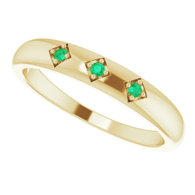 Round Emerald Stackable Ring in Gold