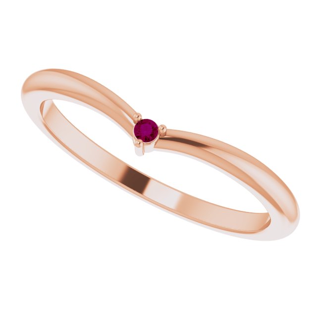 Round Rhodolite Garnet Stackable Ring in Rose Gold