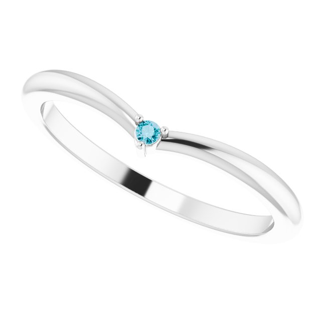 Round London Blue Topaz Stackable Ring in White Gold