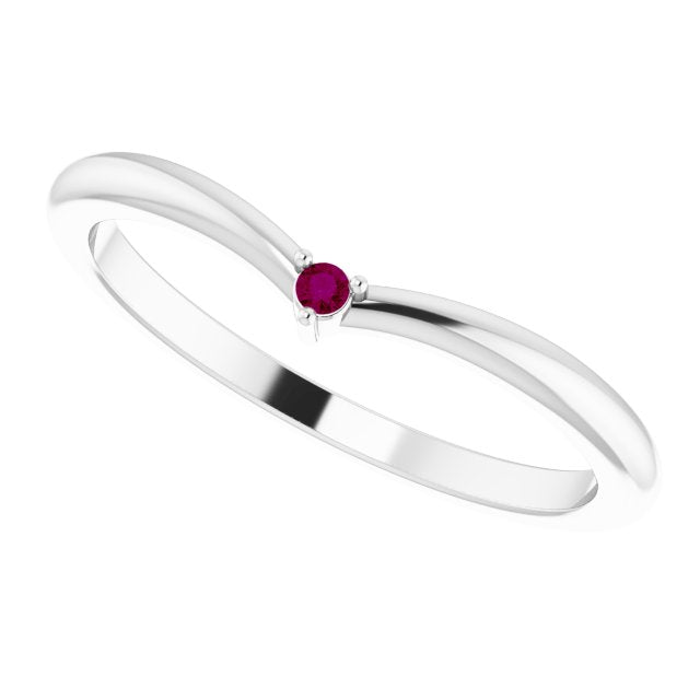Round Rhodolite Garnet Stackable Ring in Platinum