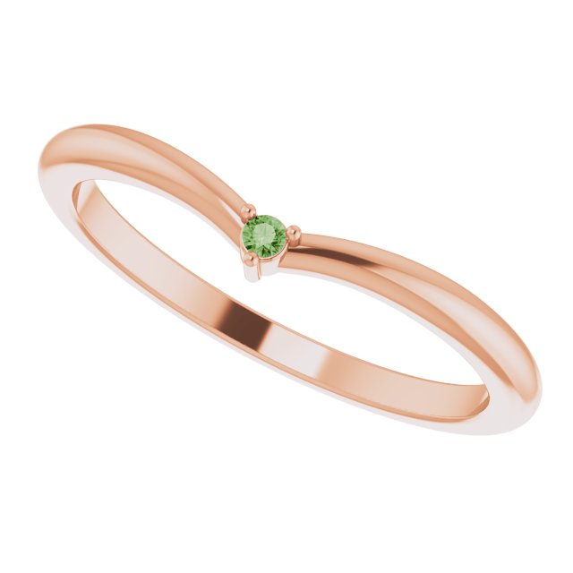 Round Green Tourmaline Stackable Ring in Rose Gold