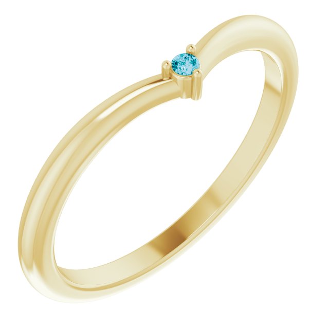 Round London Blue Topaz Stackable Ring in Yellow Gold