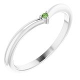 Round Green Tourmaline Stackable Ring in Gold and Platinum