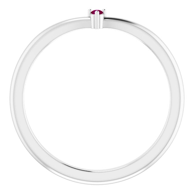 Round Rhodolite Garnet Stackable Ring in Platinum
