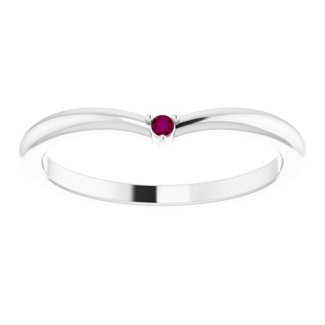 Round Rhodolite Garnet Stackable Ring in Platinum