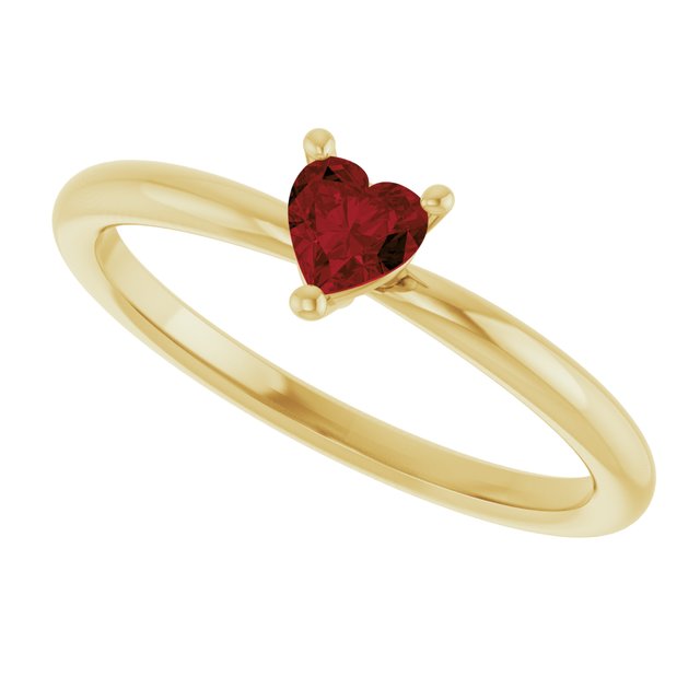 Heart Mozambique Garnet Symbols Ring in Yellow Gold