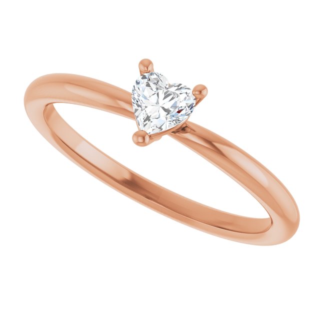 Heart White Sapphire Symbols Ring in Rose Gold