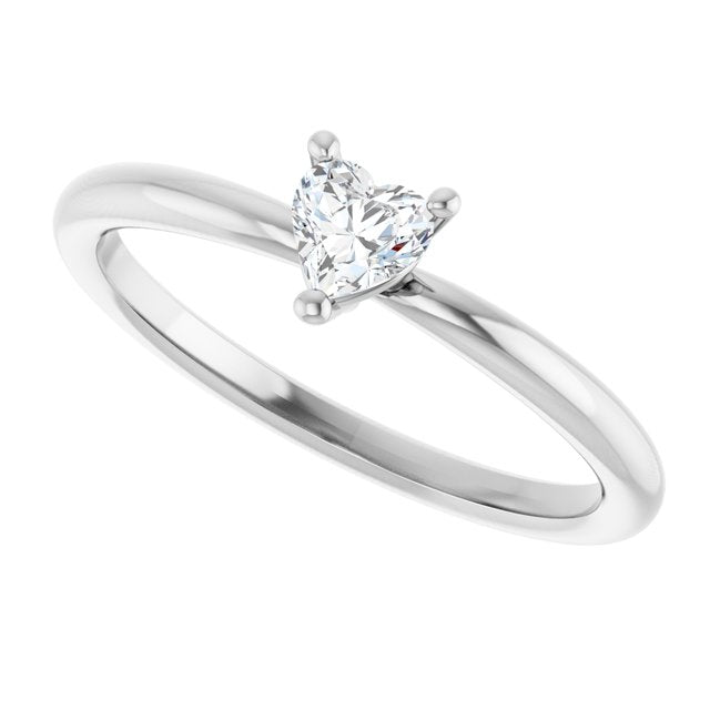 Heart White Sapphire Symbols Ring in Platinum