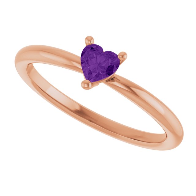 Heart Amethyst Symbols Ring in Gold and Platinum