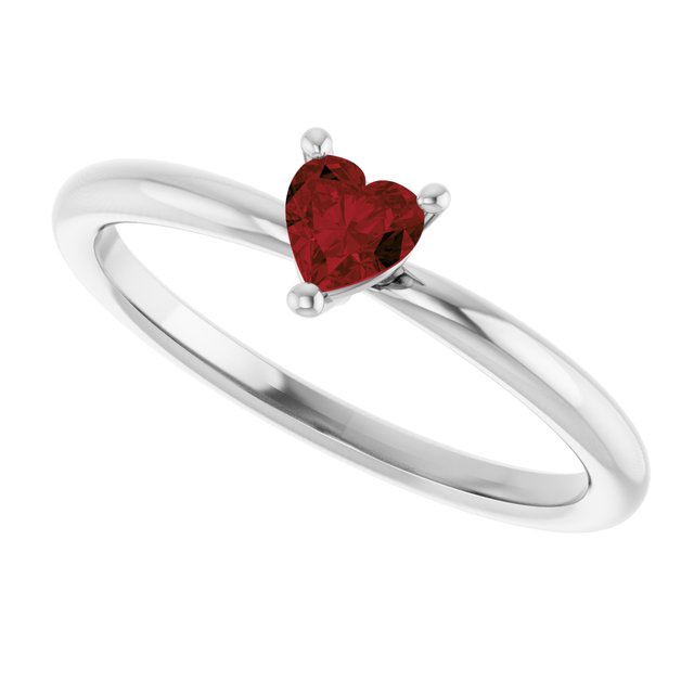 Heart Mozambique Garnet Symbols Ring in Platinum