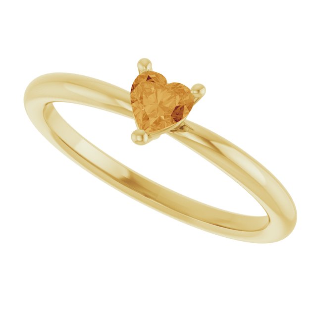 Heart Citrine Symbols Ring in Gold