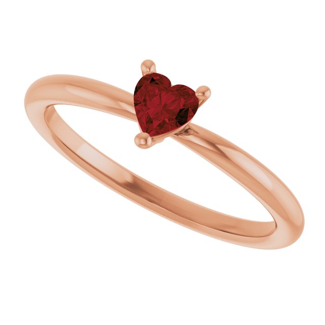 Heart Mozambique Garnet Symbols Ring in Rose Gold