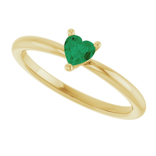 Heart Lab-Grown Emerald Symbols Ring in Yellow Gold