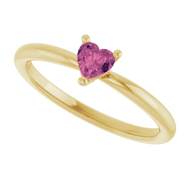 Heart Pink Tourmaline Symbols Ring in Yellow Gold