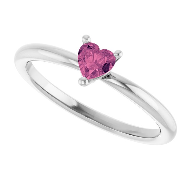 Heart Pink Tourmaline Symbols Ring in Gold and Platinum