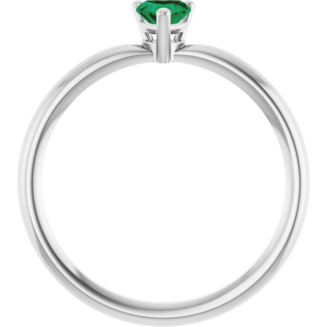 Heart Lab-Grown Emerald Symbols Ring in White Gold