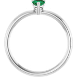 Heart Lab-Grown Emerald Symbols Ring in White Gold