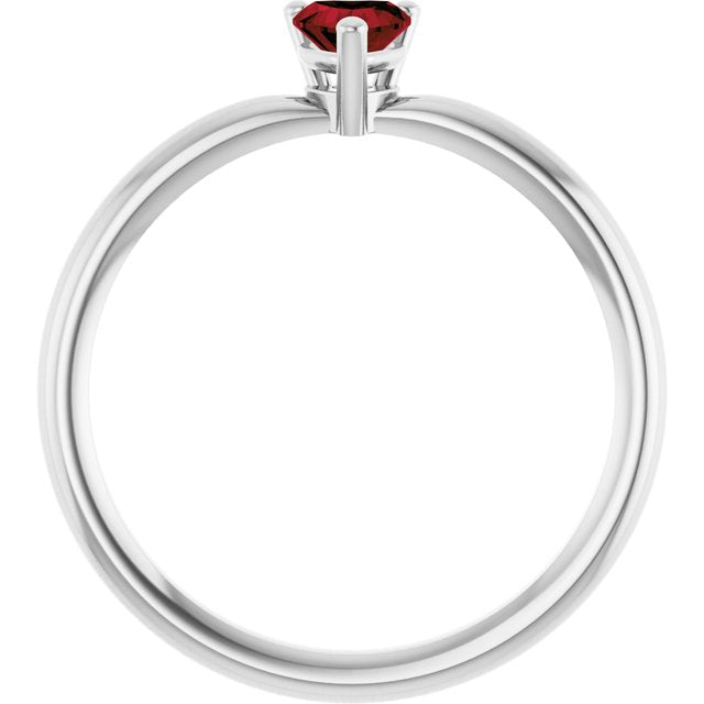 Heart Mozambique Garnet Symbols Ring in Platinum