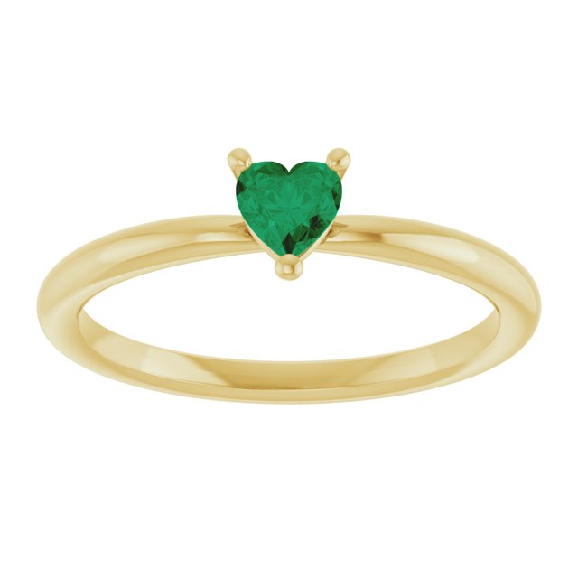 Heart Lab-Grown Emerald Symbols Ring in Yellow Gold