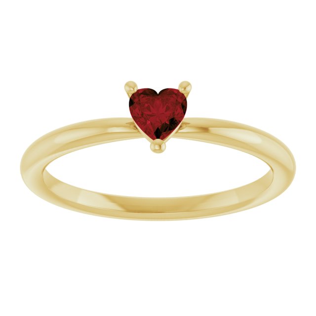 Heart Mozambique Garnet Symbols Ring in Yellow Gold