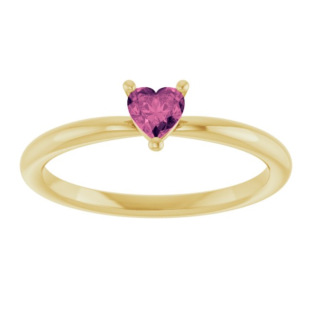 Heart Pink Tourmaline Symbols Ring in Yellow Gold