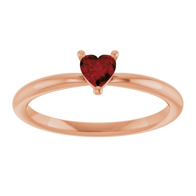 Heart Mozambique Garnet Symbols Ring in Rose Gold