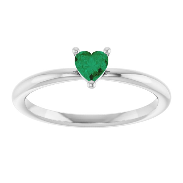 Heart Lab-Grown Emerald Symbols Ring in White Gold