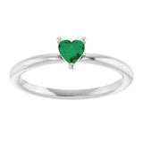 Heart Lab-Grown Emerald Symbols Ring in White Gold