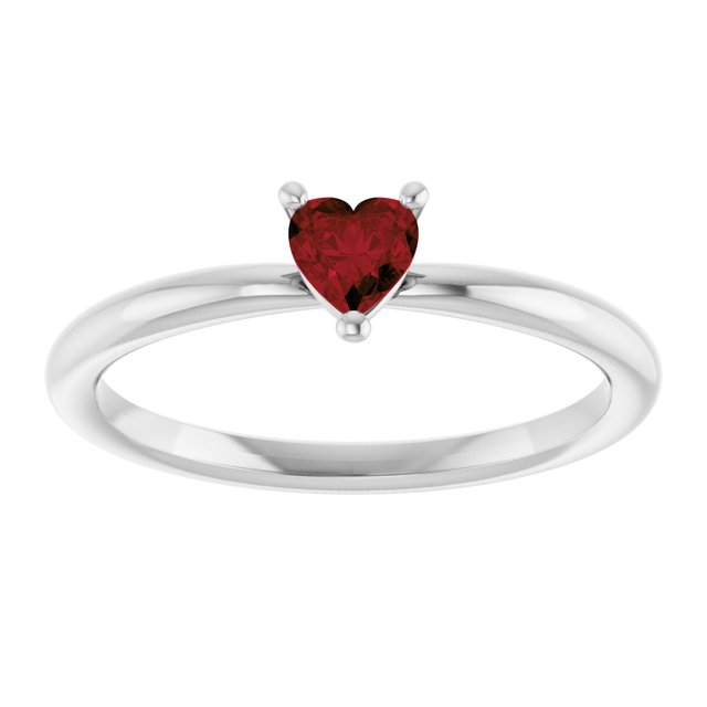 Heart Mozambique Garnet Symbols Ring in Platinum