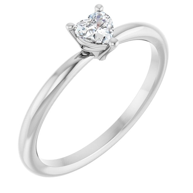 Heart White Sapphire Symbols Ring in Platinum