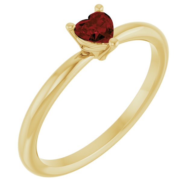 Heart Mozambique Garnet Symbols Ring in Yellow Gold