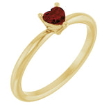 Heart Mozambique Garnet Symbols Ring in Yellow Gold