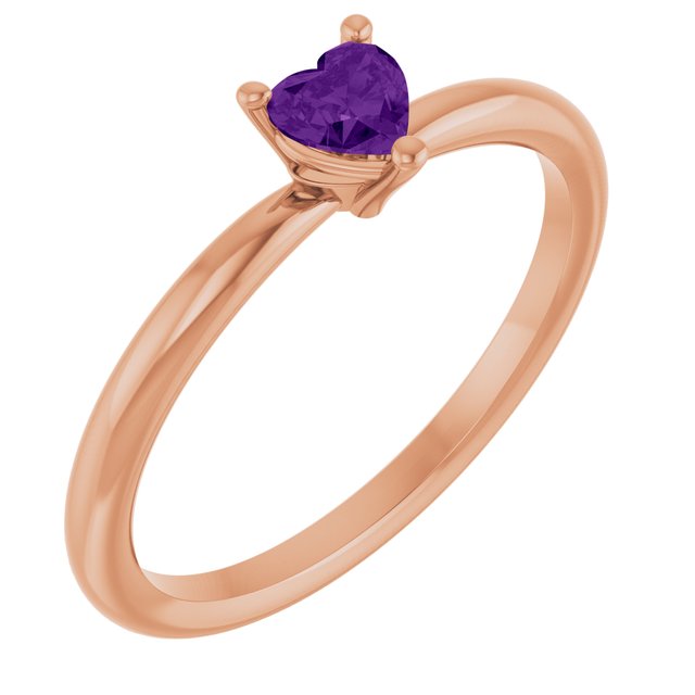 Heart Amethyst Symbols Ring in Gold and Platinum
