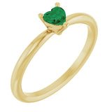 Heart Lab-Grown Emerald Symbols Ring in Yellow Gold