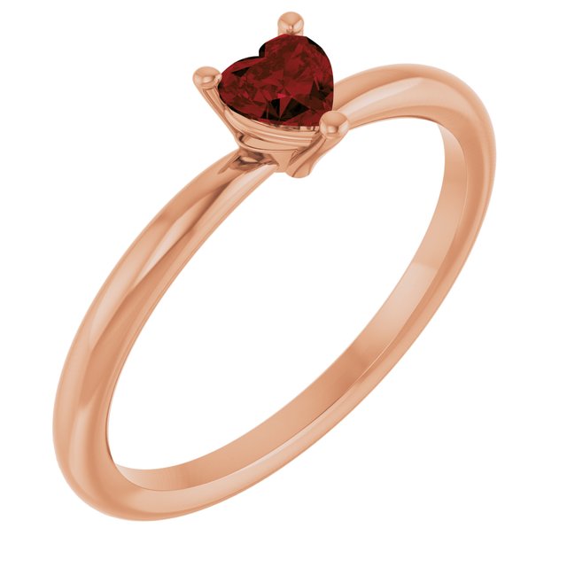 Heart Mozambique Garnet Symbols Ring in Rose Gold