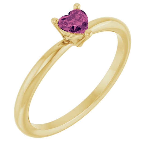 Heart Pink Tourmaline Symbols Ring in Yellow Gold