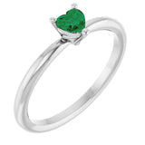 Heart Lab-Grown Emerald Symbols Ring in White Gold