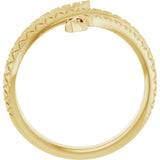 Round Mozambique Garnet Symbols Ring in Gold and Platinum
