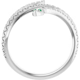 Round Emerald Symbols Ring in Gold and Platinum